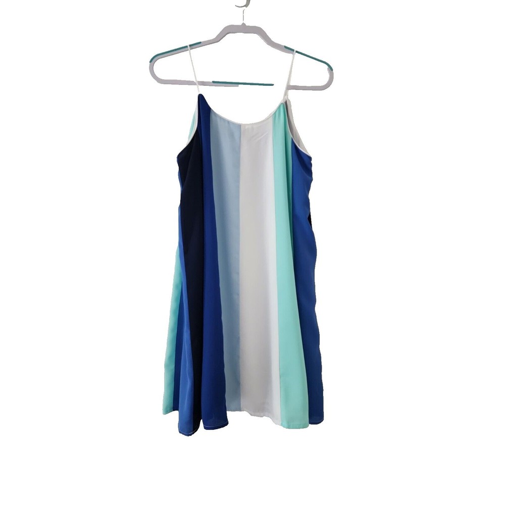 Francesca's Jun & Ivy Womens Mini Dress White Blue Green Colorblock Straps Sz M